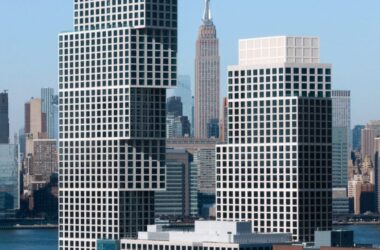 BIM建筑|OMA在布鲁克林设计一对堆叠的超高层-BIM建筑网