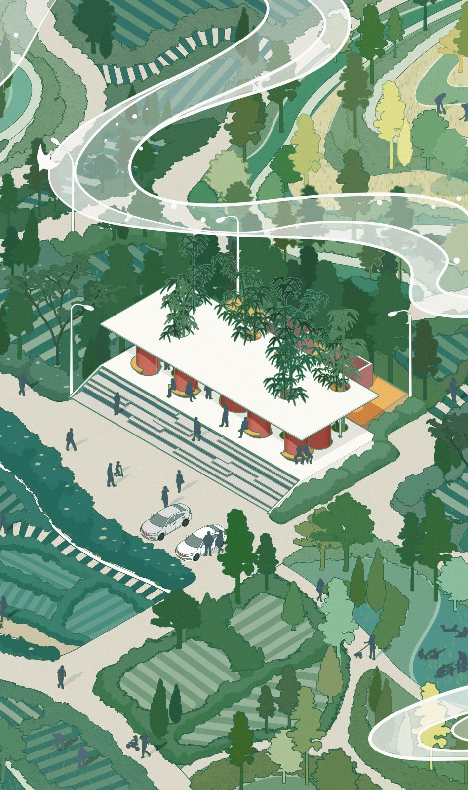 BIM建筑|竹影摇曳的无性别公共卫生间：安石卷厕 / 在行建筑