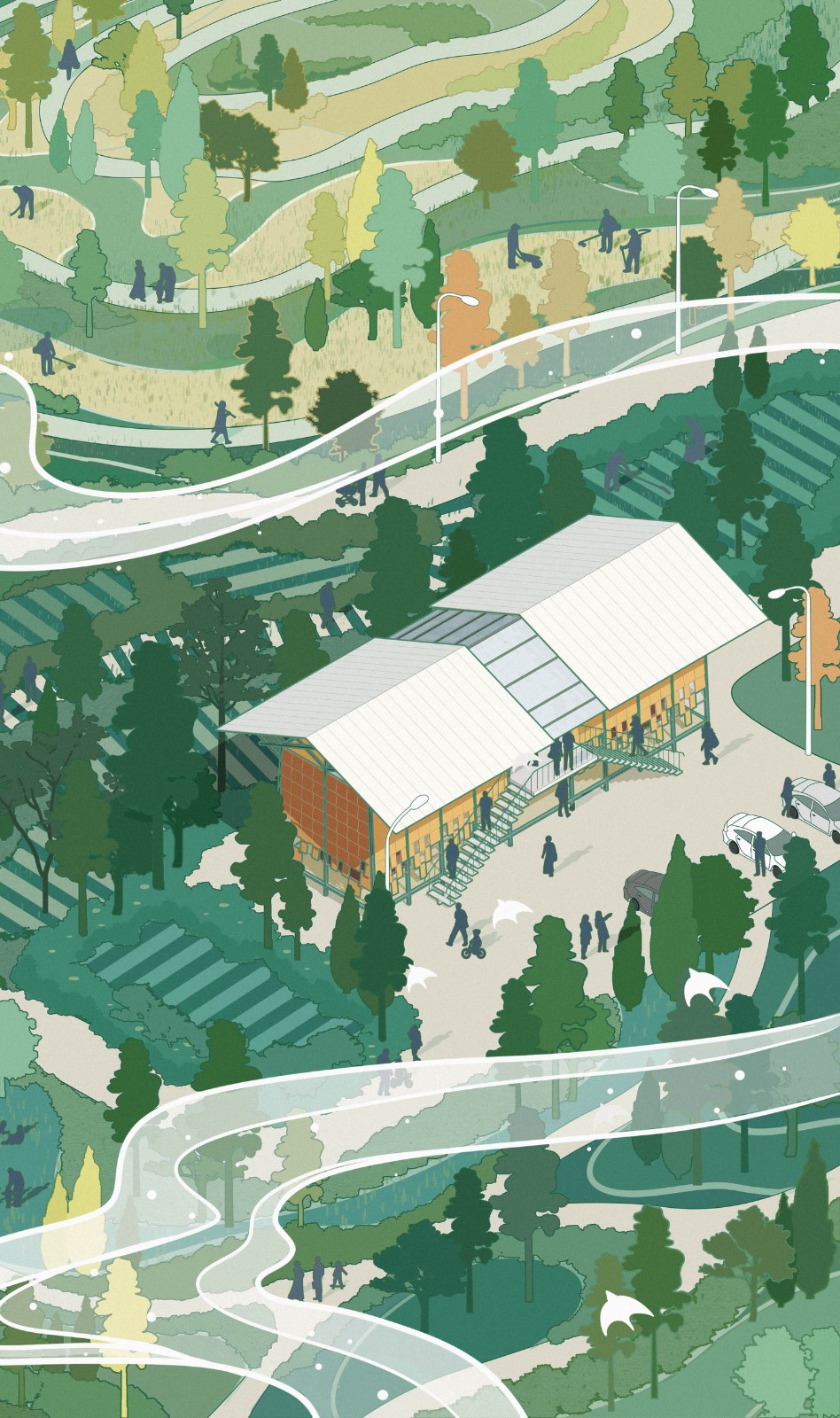 BIM建筑|面朝花海的棕厕 / 在行建筑