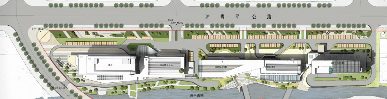 BIM建筑|上海新虹桥灿辉希尔顿五星级酒店：一幅展现流线与速度感的立面画卷 / 三益建筑