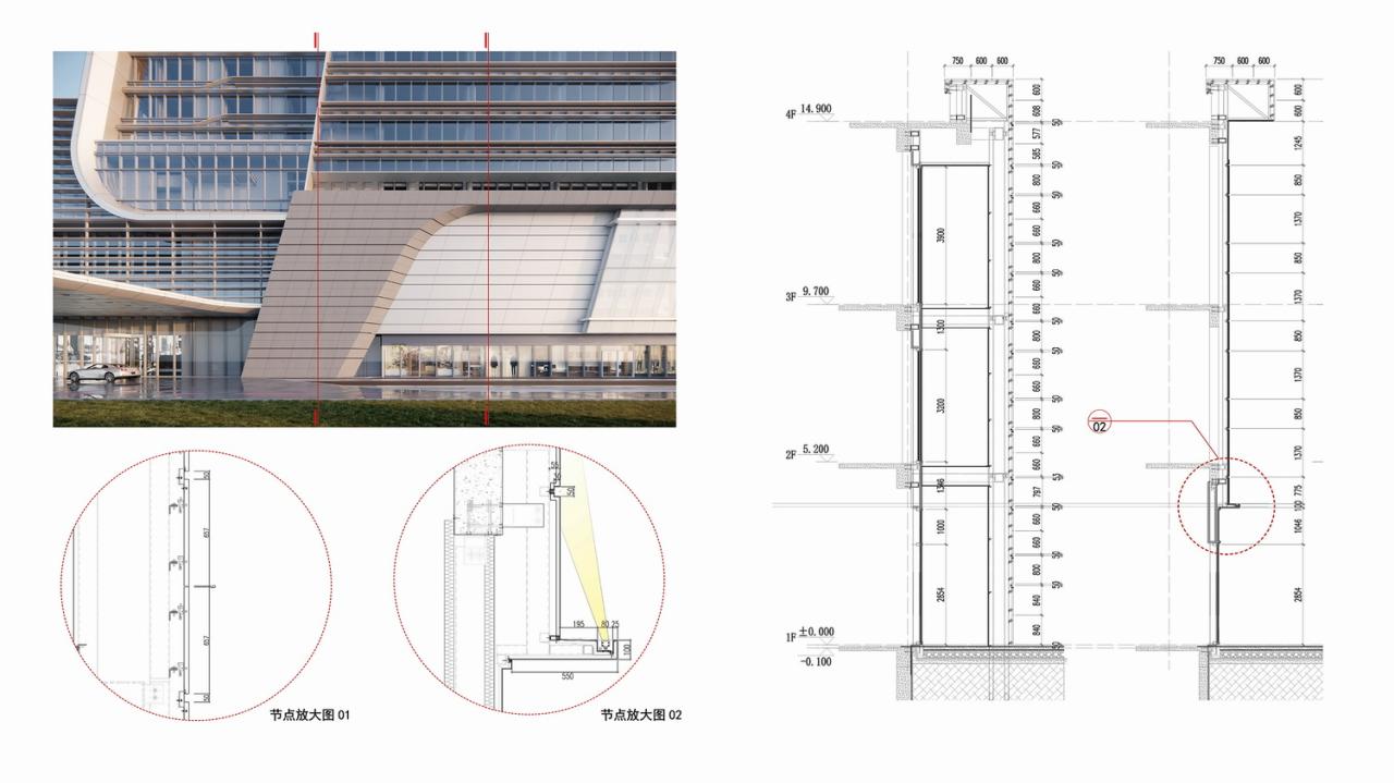BIM建筑|上海新虹桥灿辉希尔顿五星级酒店：一幅展现流线与速度感的立面画卷 / 三益建筑