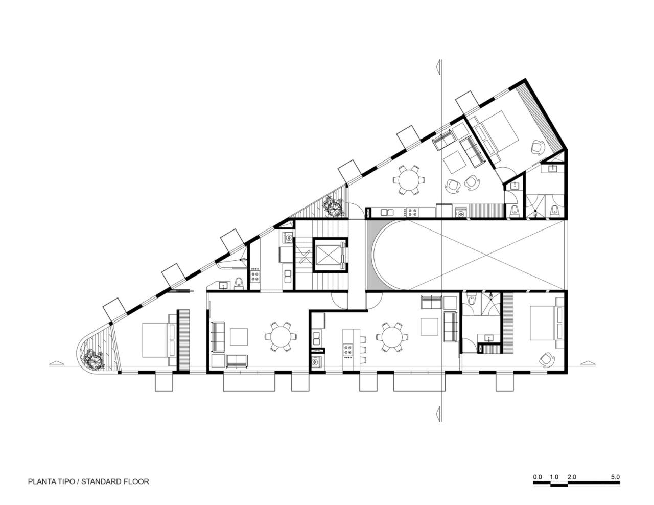 BIM建筑|三角形住宅楼：MO288 住宅楼 / HGR ARQUITECTOS