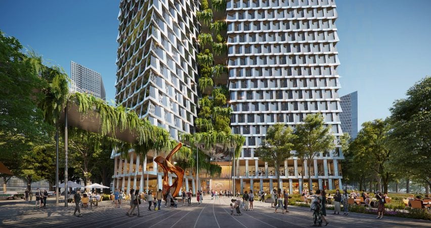 BIM建筑|BIG在深圳设计两座棱柱形超高层