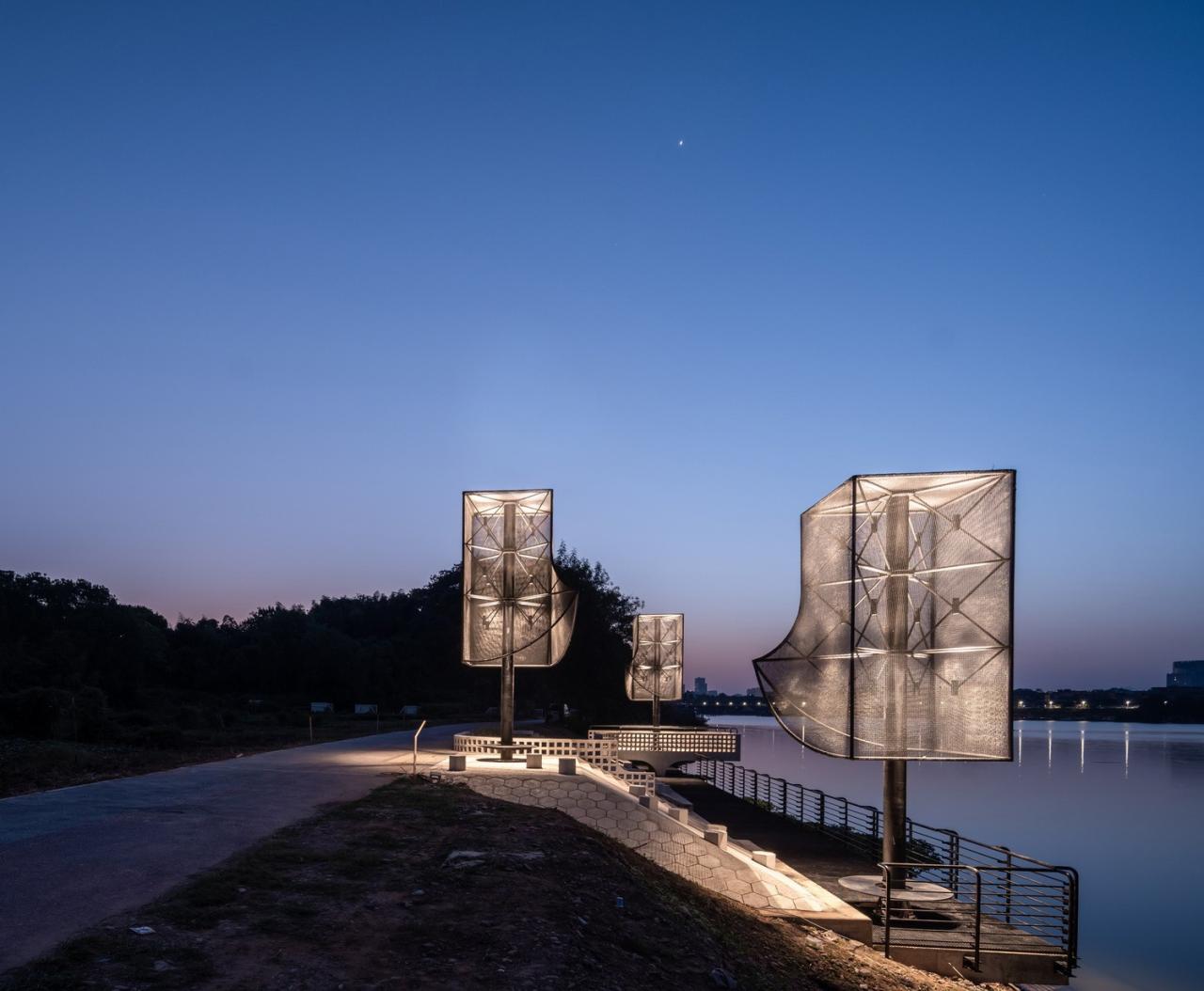 BIM建筑|‘起风了’装置，瀫石光河道护岸改造 / 华中科技大学建规学院 + 青·微舍工作室