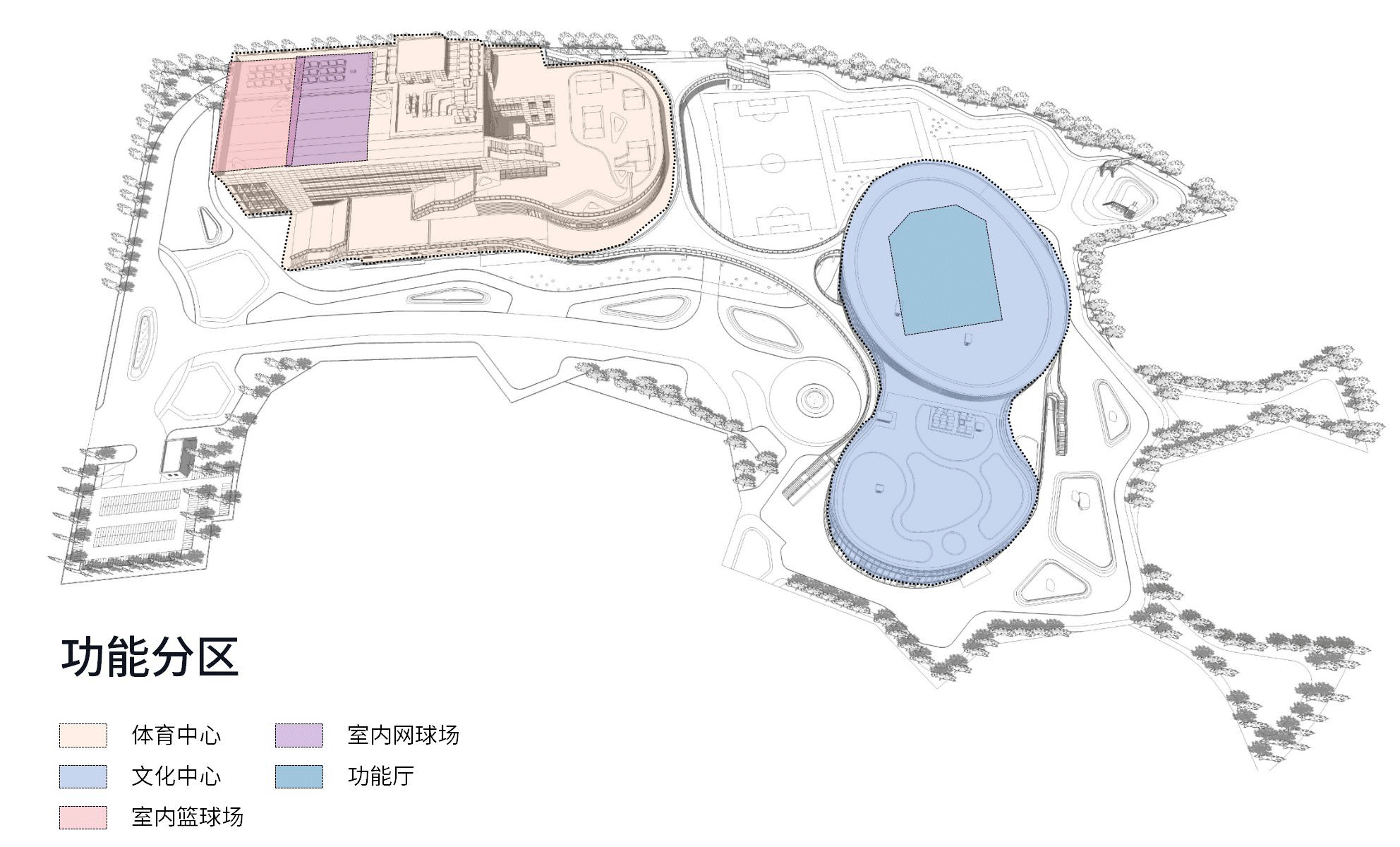 BIM建筑|上海三林懿德社区文体中心：“镶嵌”在社区当中的一站式“体育+”公园 / 三益中国