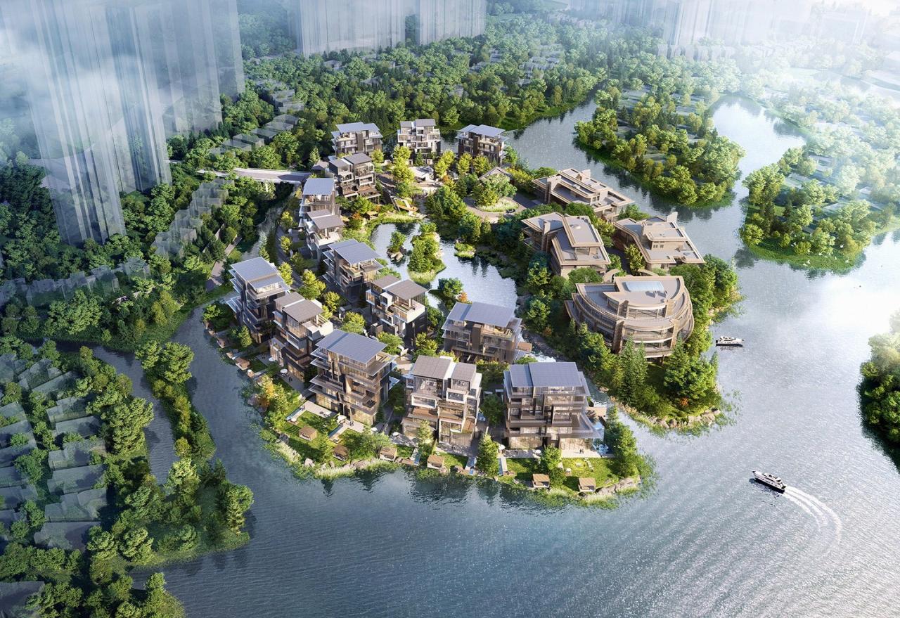 BIM建筑|成都麓湖黑石岛：垂直五连墅 / 孟凡浩-line+建筑事务所