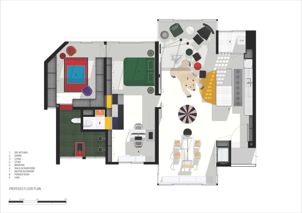 BIM建筑|灵动色彩之家：位于新加坡的粗野派公寓改造 / SPARK