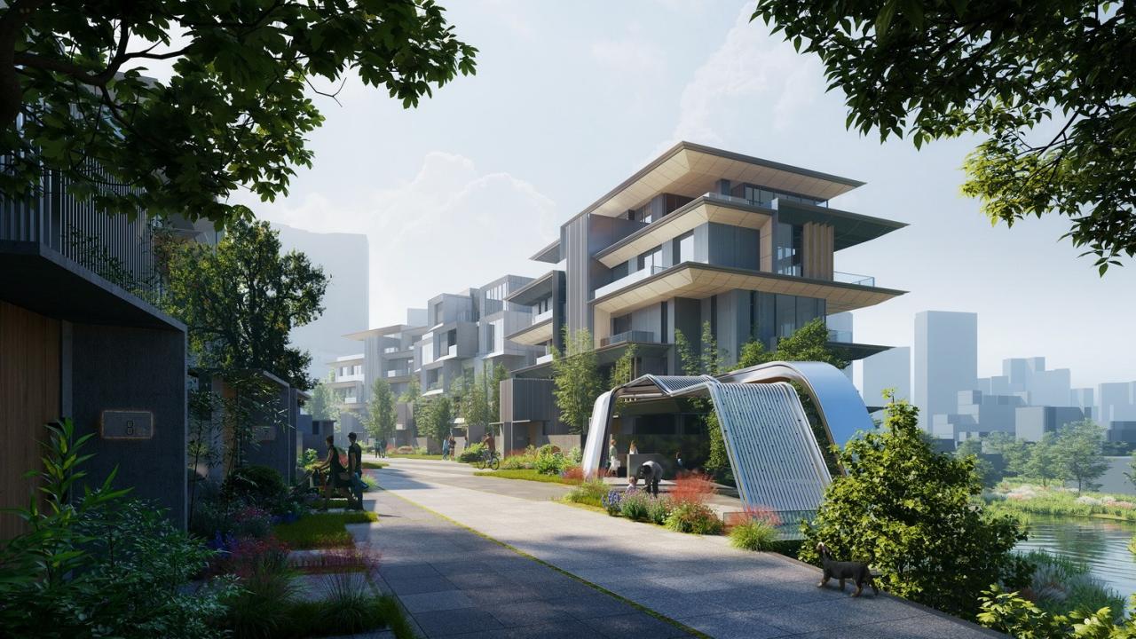 BIM建筑|成都麓湖黑石岛：垂直五连墅 / 孟凡浩-line+建筑事务所