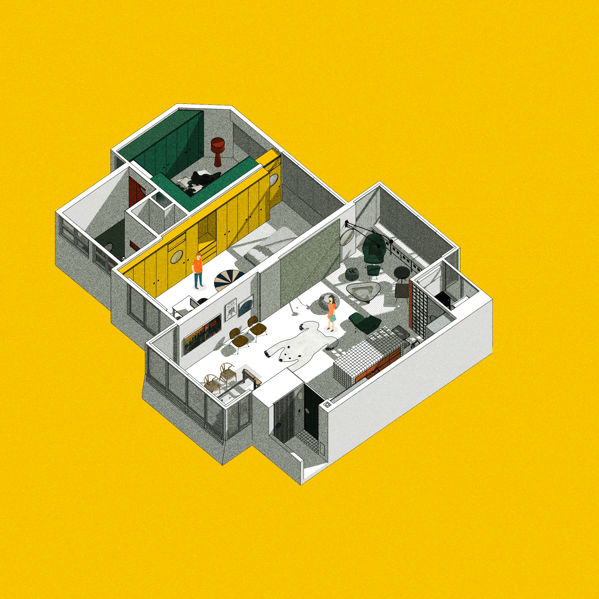 BIM建筑|灵动色彩之家：位于新加坡的粗野派公寓改造 / SPARK