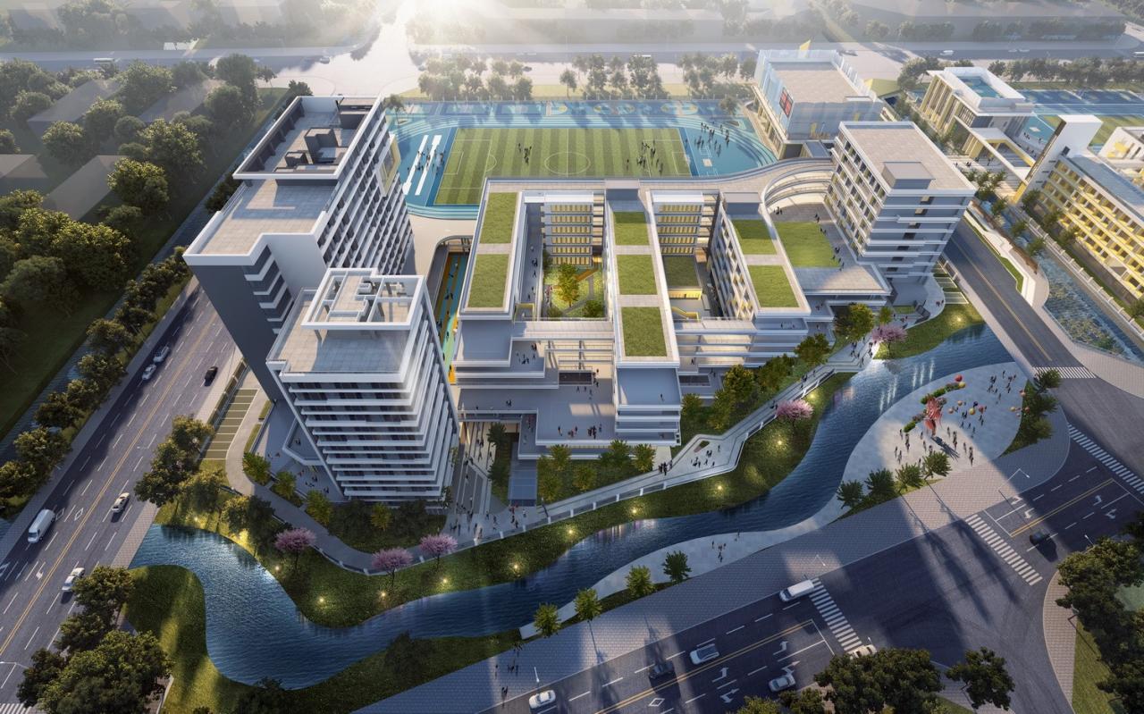 BIM建筑|绿色生态校园：华东师范大学附属顺德美的学校（二期）/ 睿住天元