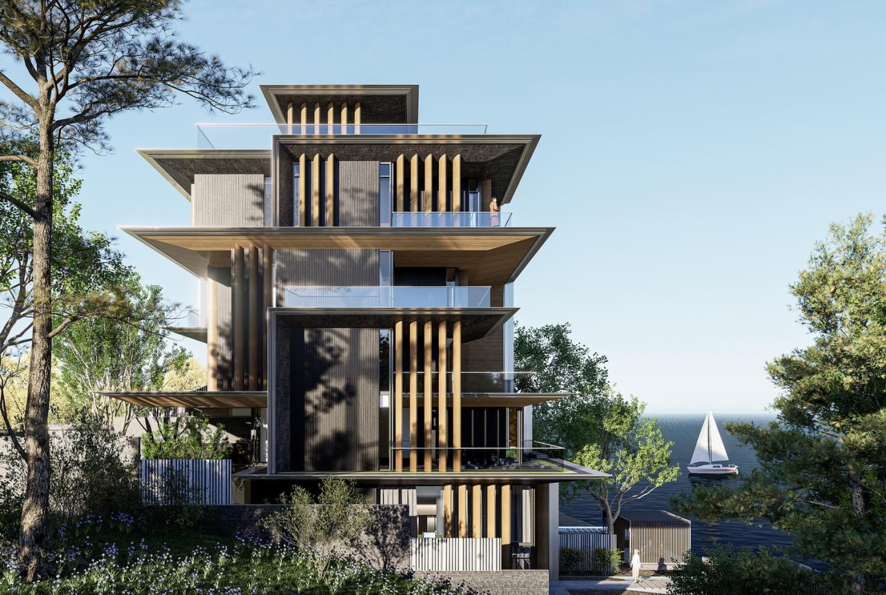 BIM建筑|成都麓湖黑石岛：垂直五连墅 / 孟凡浩-line+建筑事务所