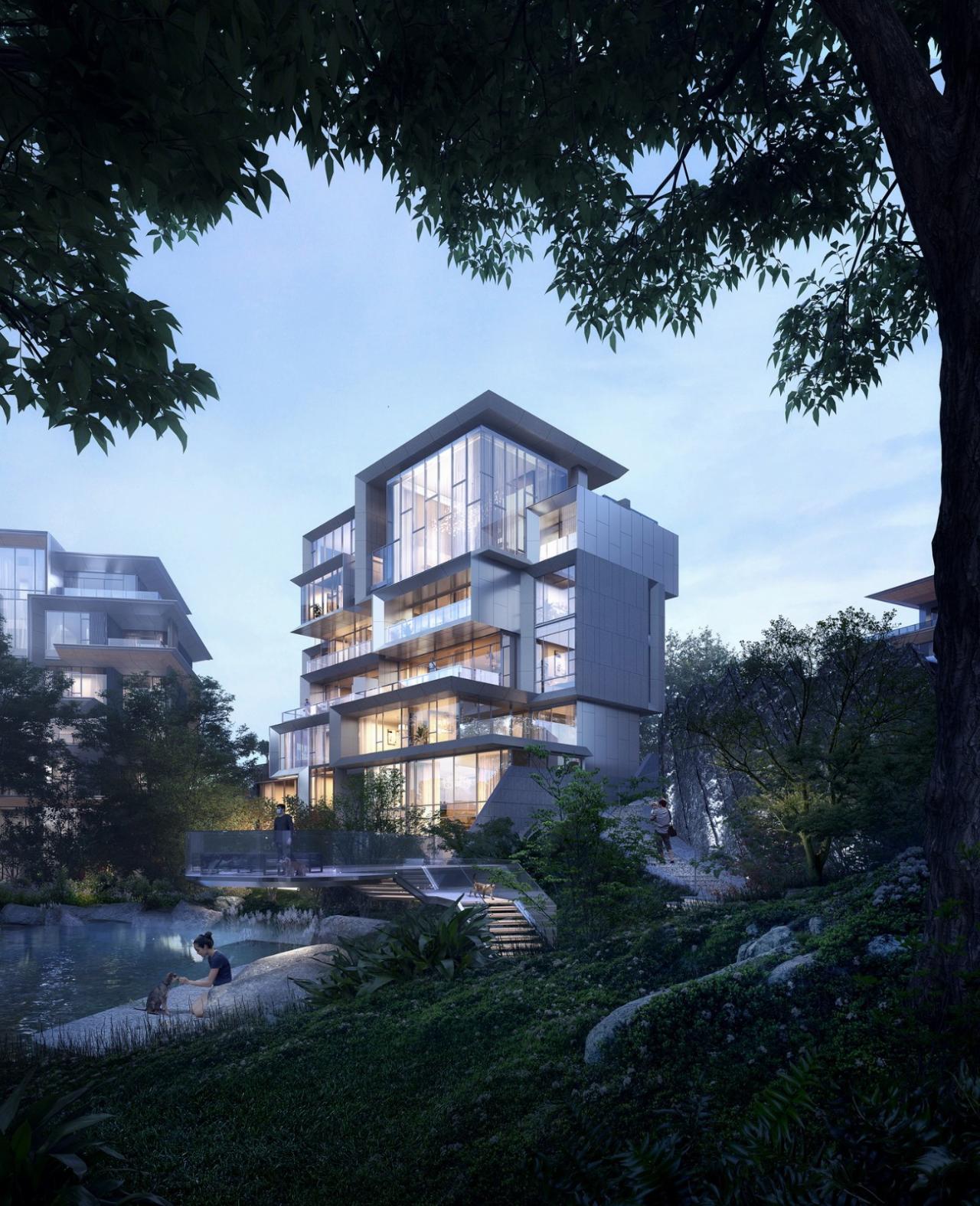 BIM建筑|成都麓湖黑石岛：垂直五连墅 / 孟凡浩-line+建筑事务所