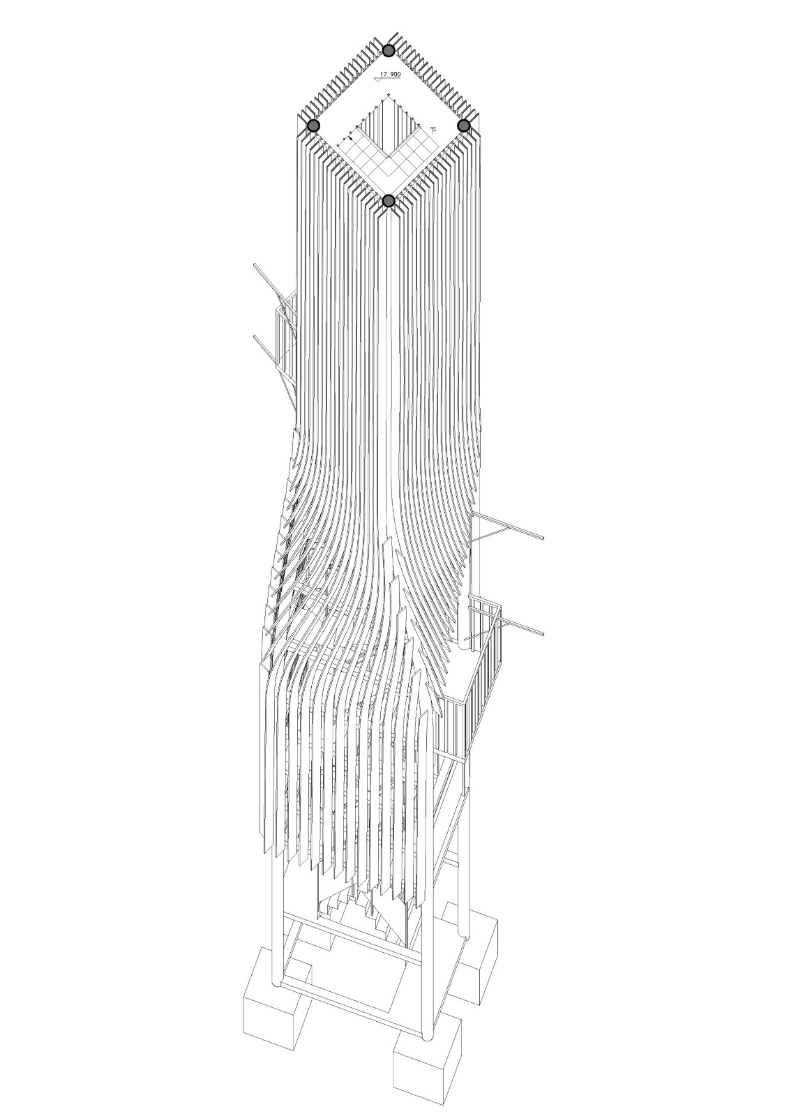 BIM建筑|扭转塔和螺旋站，上海海上的生态基础设施 / HCCH合尘建筑