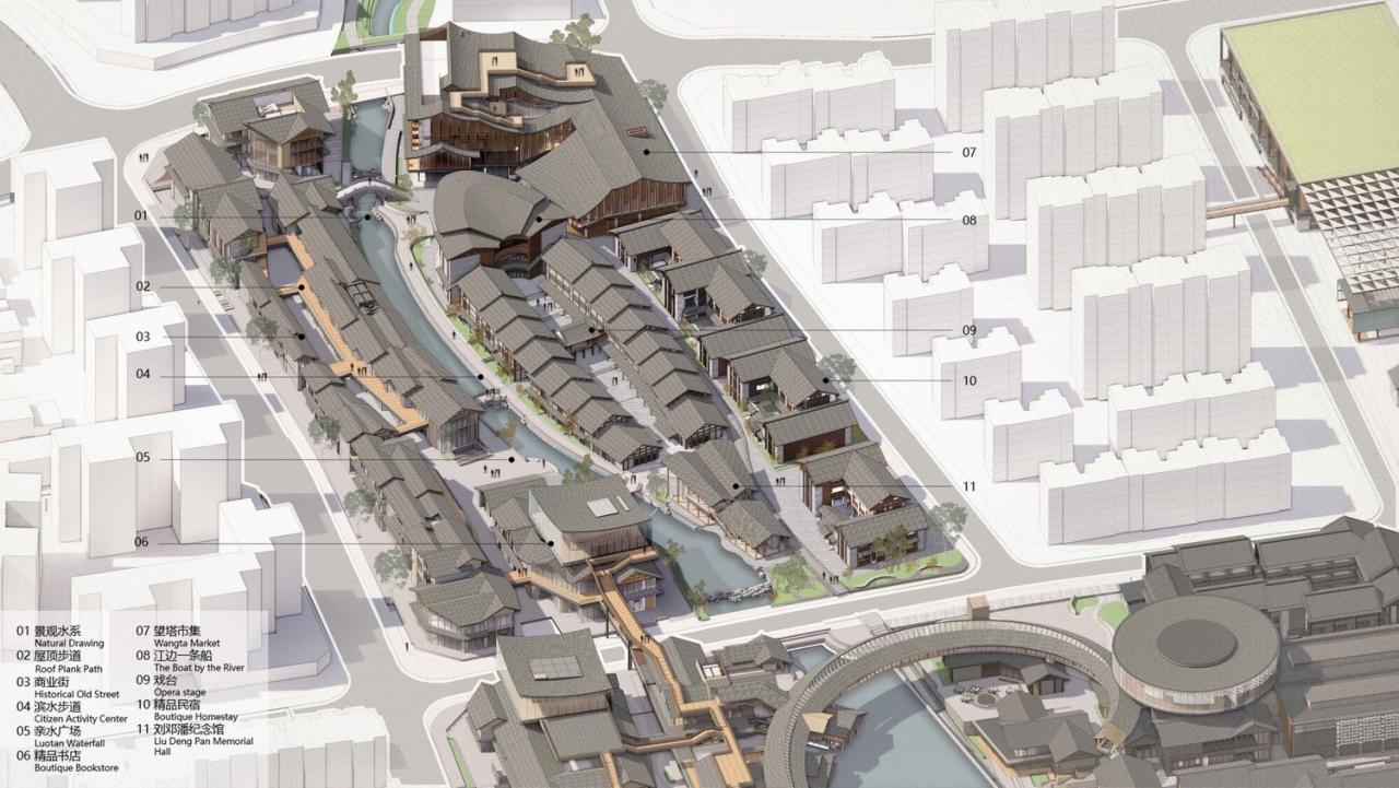 BIM建筑|成都彭州龙兴寺区域城市更新 / BIAD-ASA筑景工作室