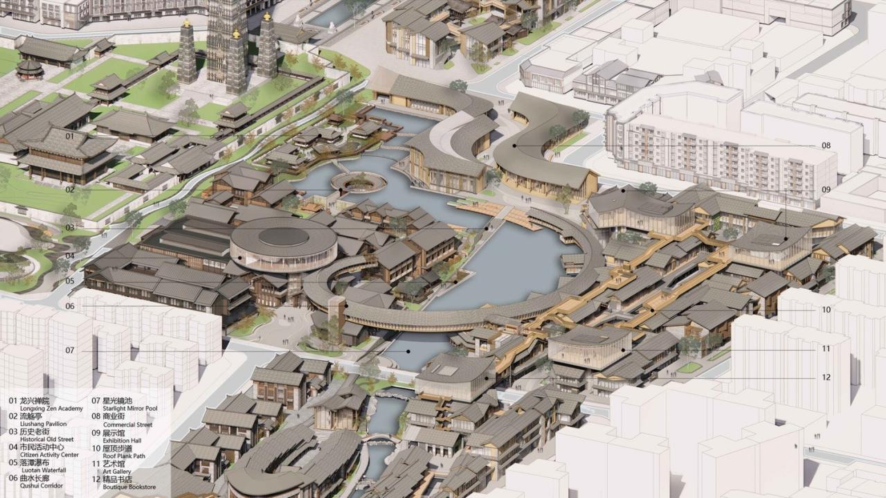 BIM建筑|成都彭州龙兴寺区域城市更新 / BIAD-ASA筑景工作室