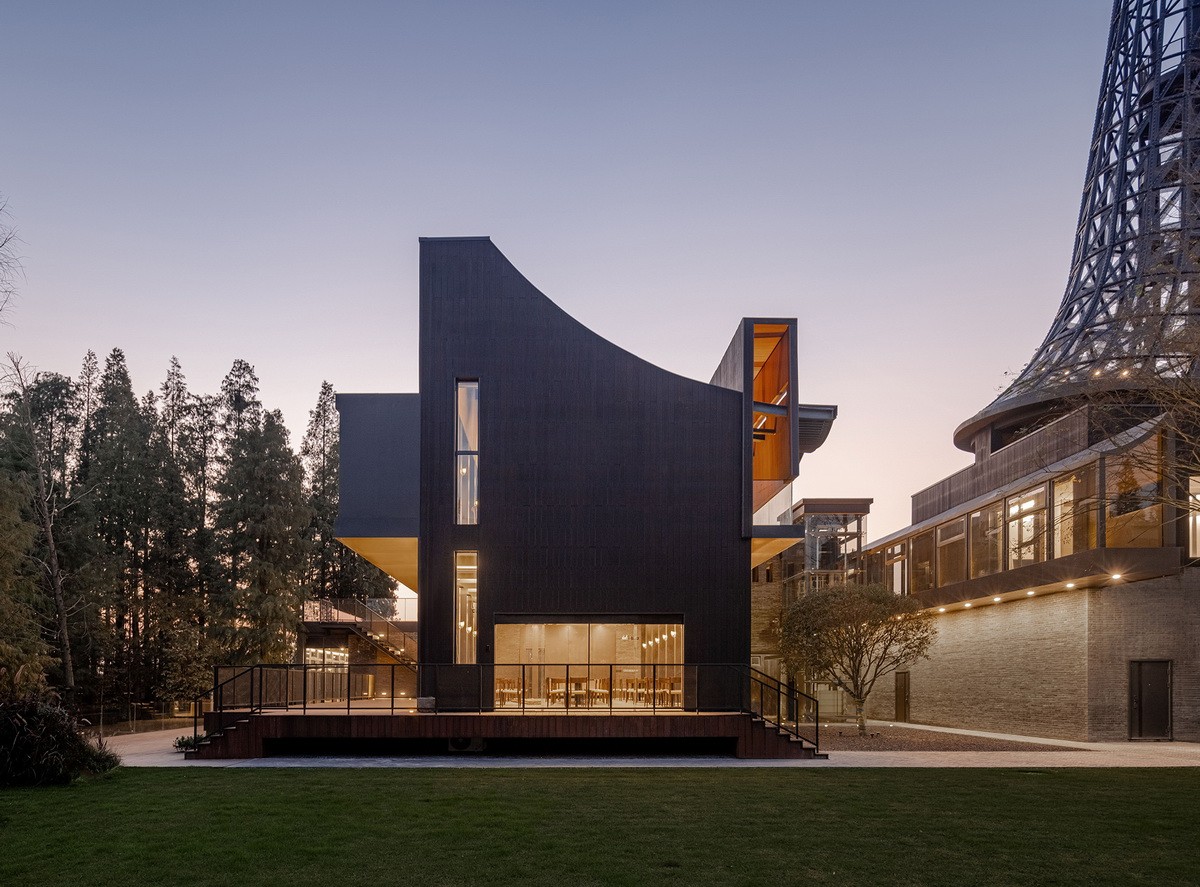 BIM建筑|桐乡濮院红旗漾杉林部落共享餐厅 / 上海严旸建筑设计工作室