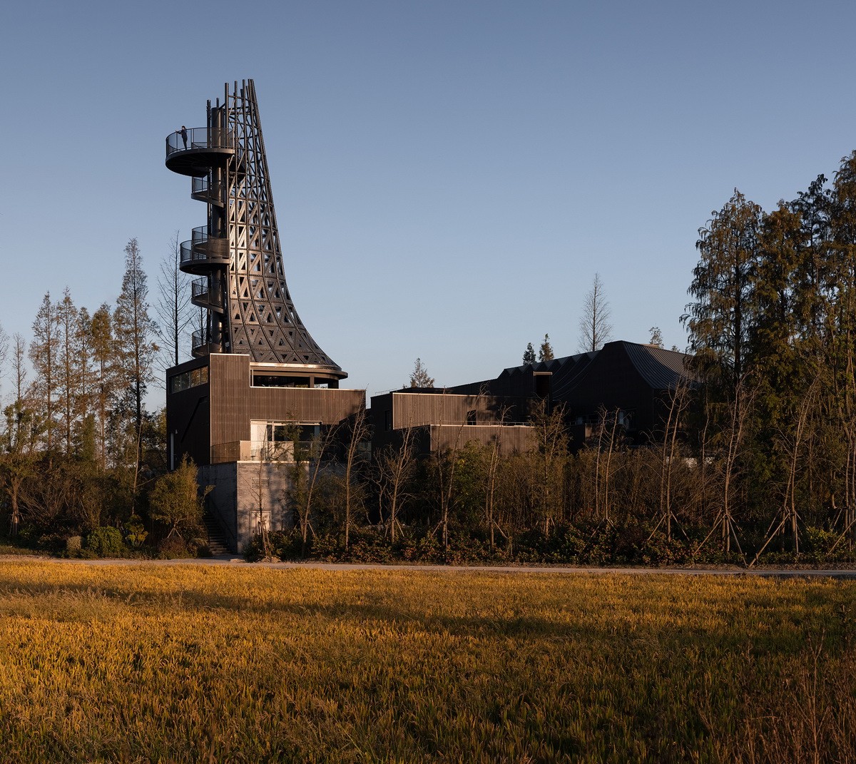BIM建筑|桐乡濮院红旗漾杉林部落共享餐厅 / 上海严旸建筑设计工作室