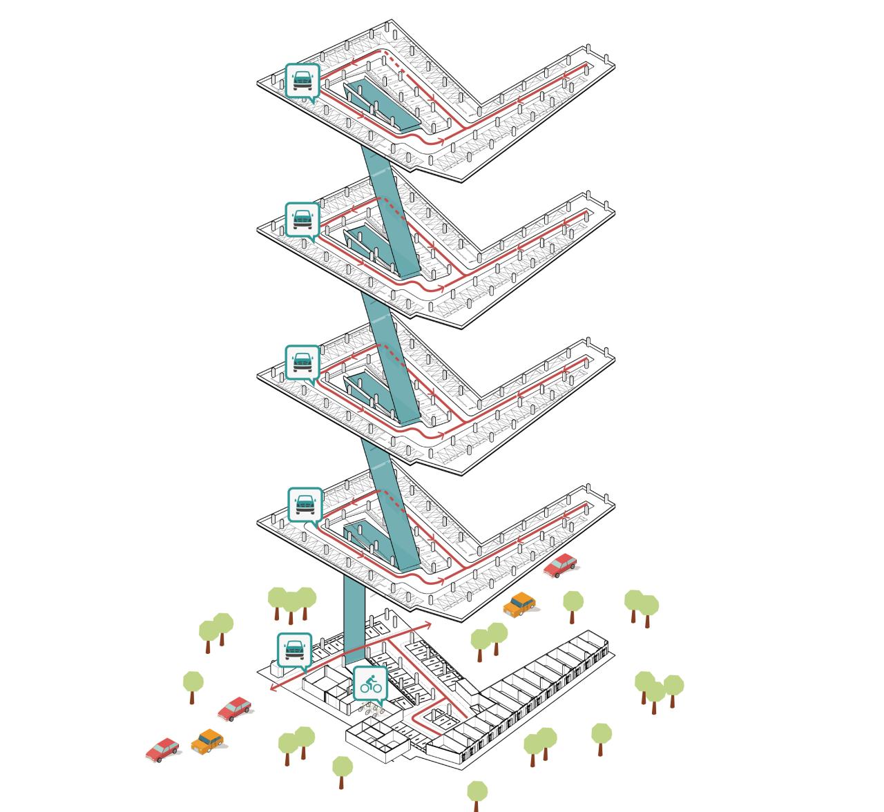 BIM建筑|洪梅镇中心区停车楼：小镇“边角地”的重生 / 森磊国际