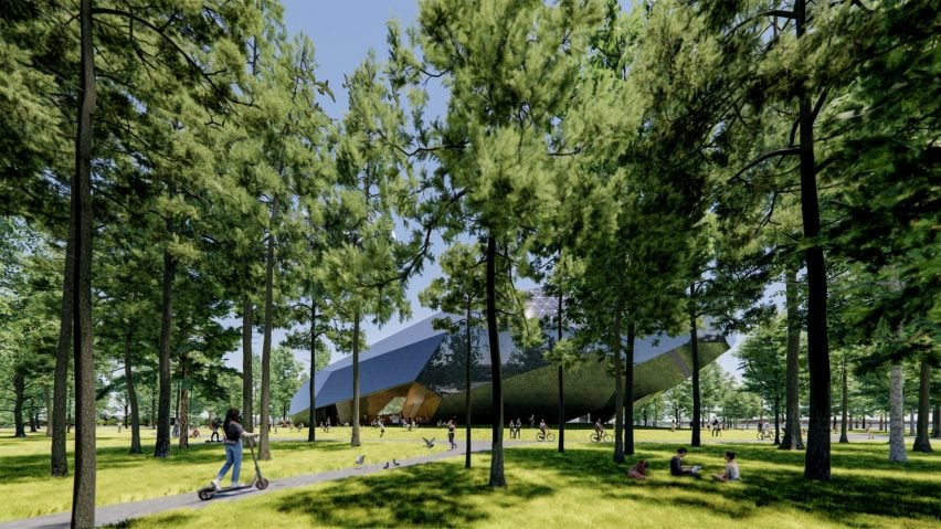 BIM建筑|开放建筑工作室设计“外星外观”太空博物馆