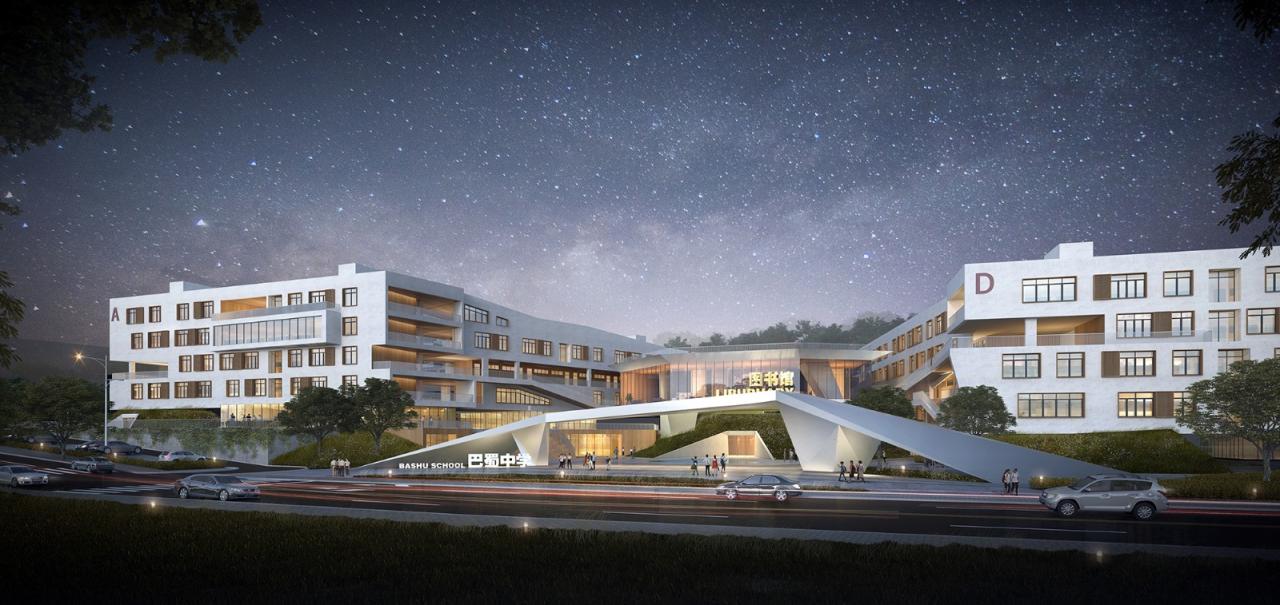 BIM建筑|三峡巴蜀中学：建筑与大地的和谐协奏 / 西筑设计作品