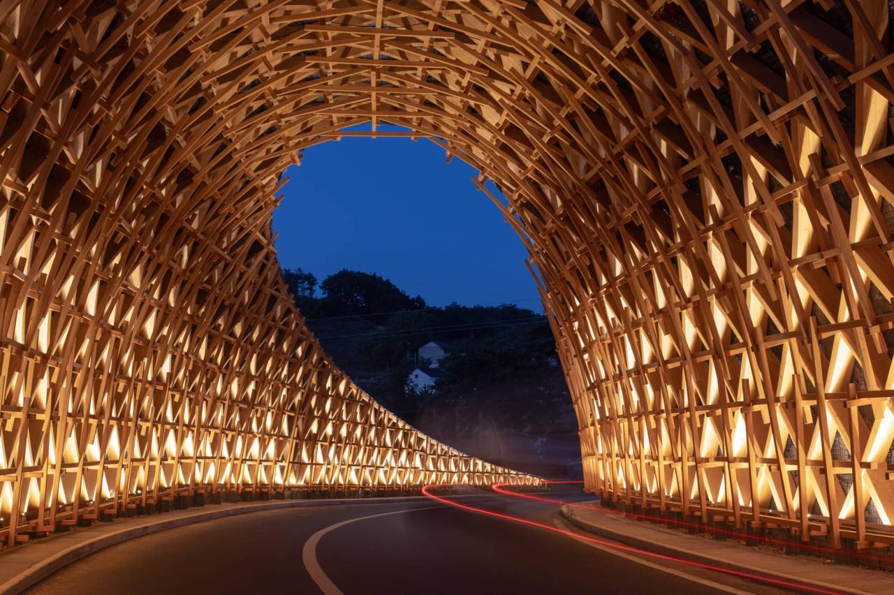 BIM建筑|上天入地：下岩贝穿云编木隧&腾云气象环 / 朱培栋-line+建筑事务所