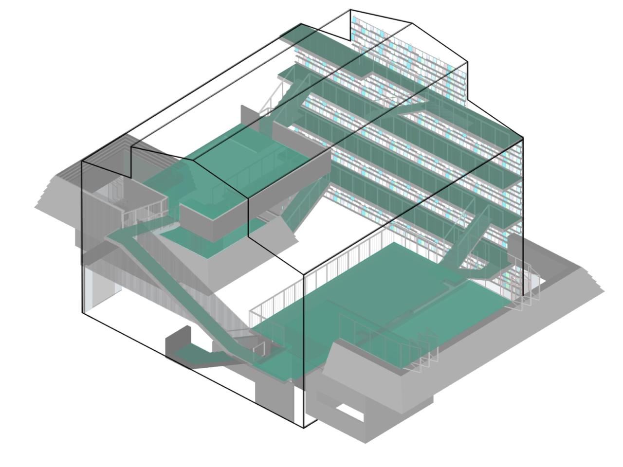 BIM建筑|接梯空间：旧厂房，新书咖 / 素造建筑