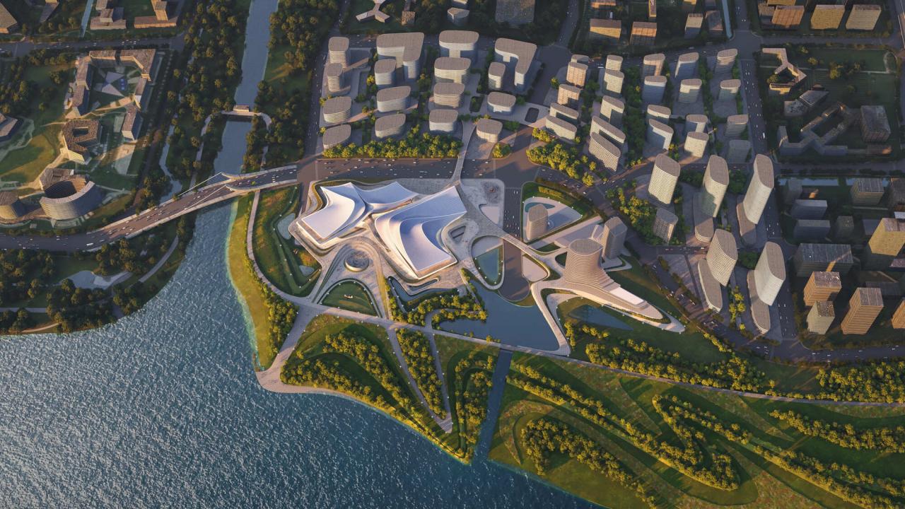 BIM建筑|‘曹娥江文化艺术中心’中标方案 / ZHA + 中南建院