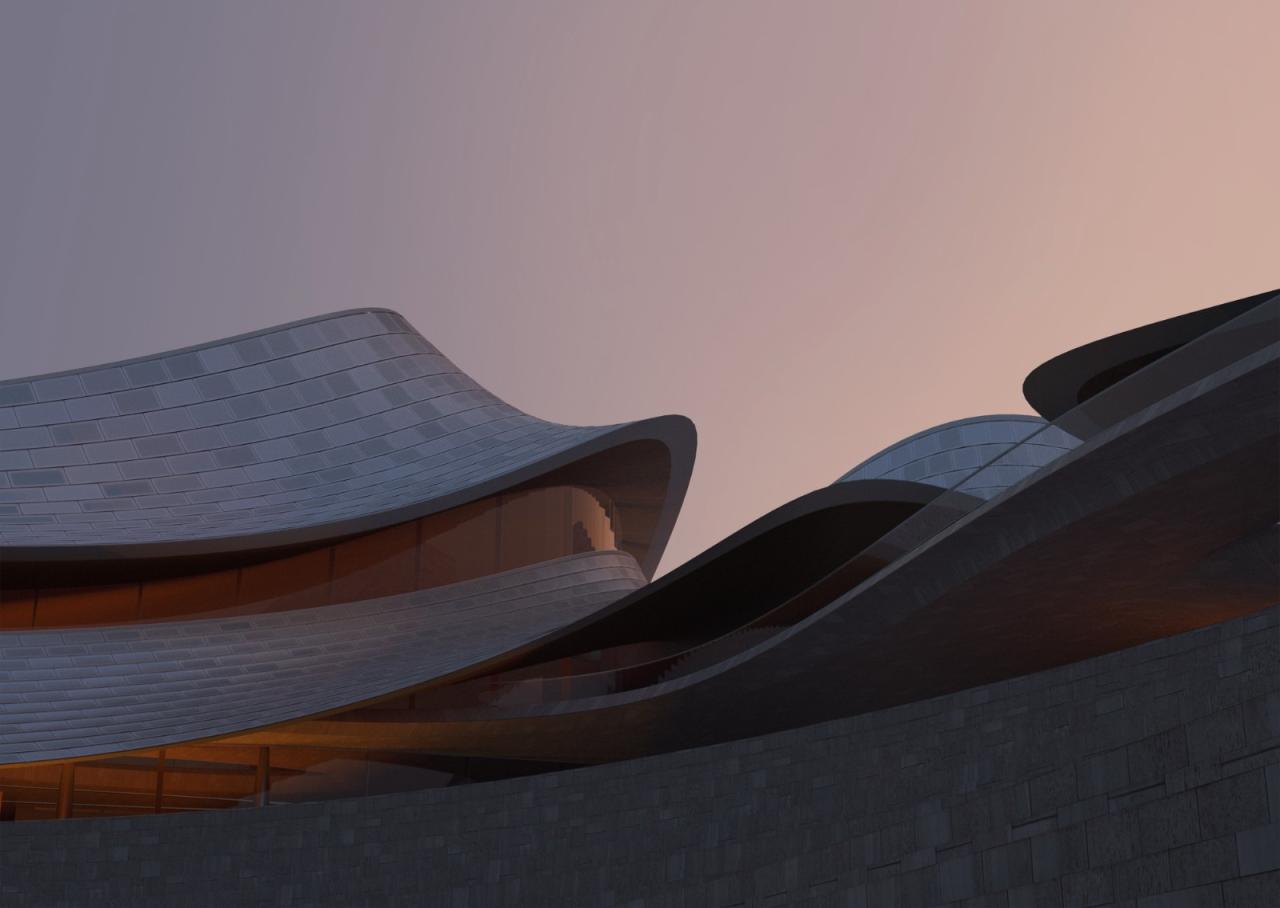 BIM建筑|‘曹娥江文化艺术中心’中标方案 / ZHA + 中南建院