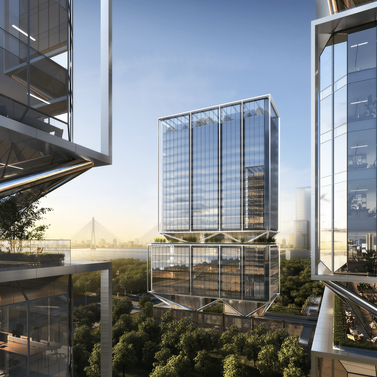 BIM建筑|武汉长江中心国际竞赛方案 / line+朱培栋关于城市坐标的双重思考