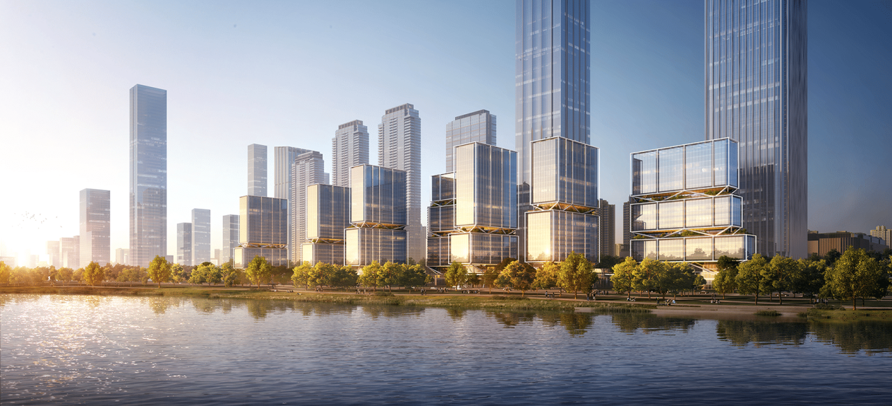 BIM建筑|武汉长江中心国际竞赛方案 / line+朱培栋关于城市坐标的双重思考