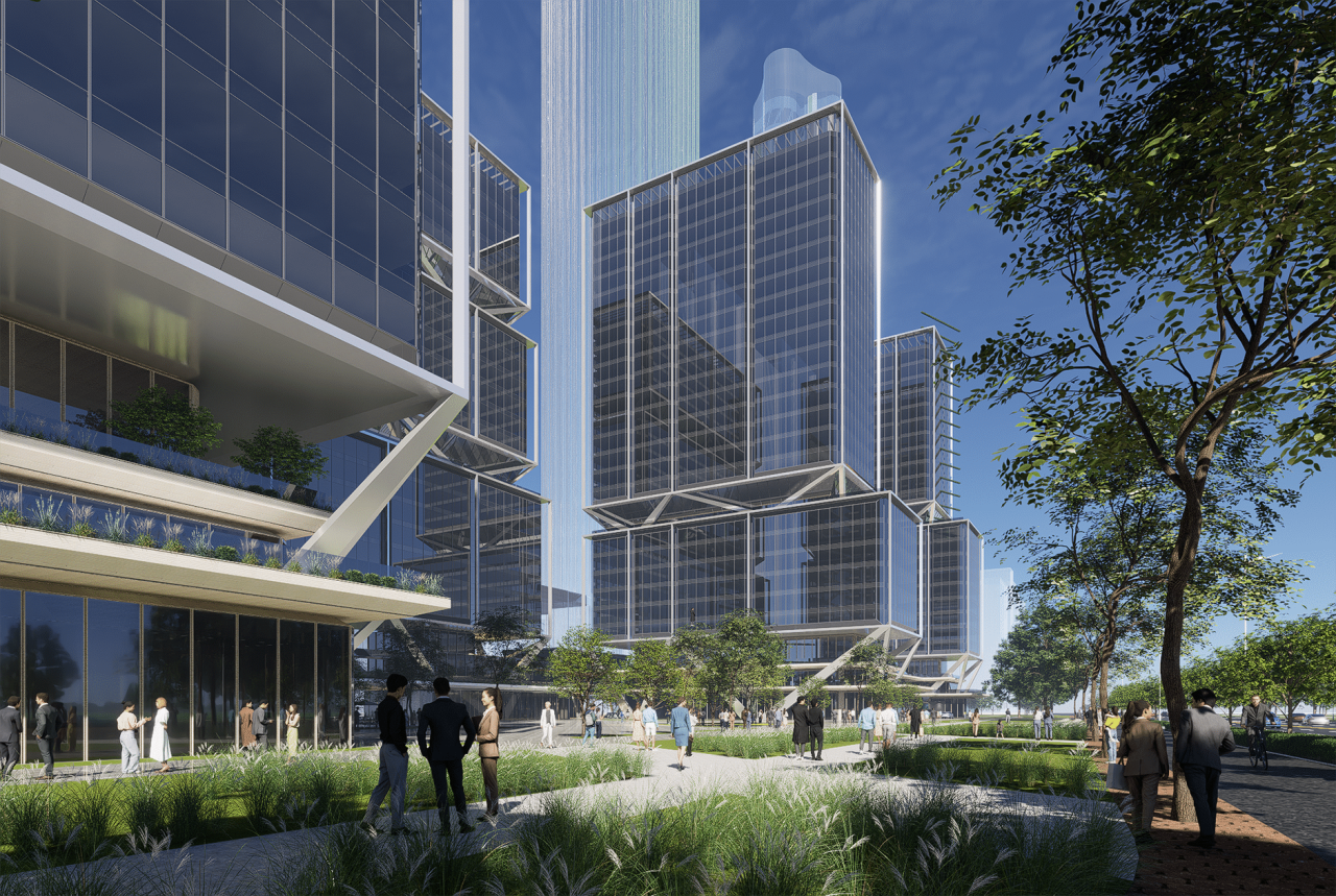 BIM建筑|武汉长江中心国际竞赛方案 / line+朱培栋关于城市坐标的双重思考