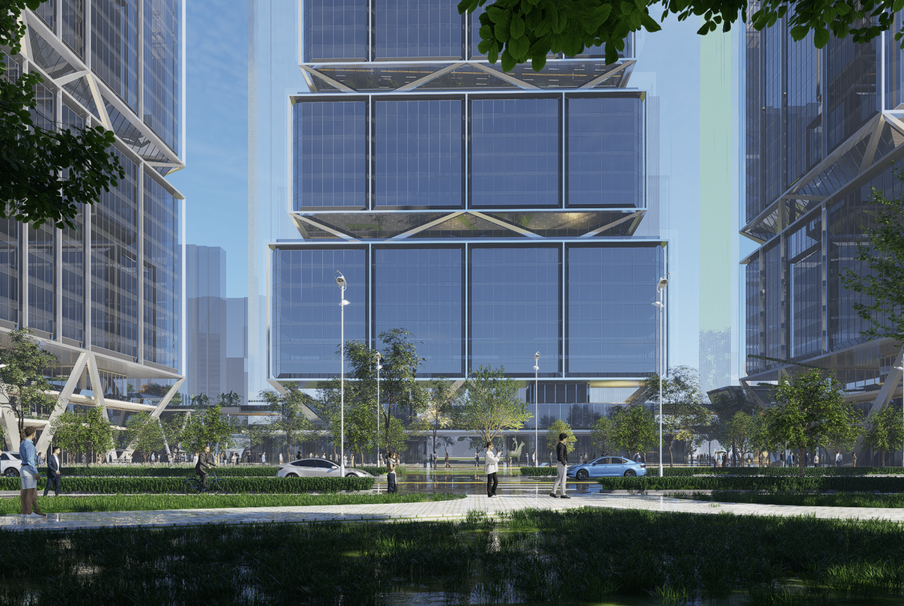 BIM建筑|武汉长江中心国际竞赛方案 / line+朱培栋关于城市坐标的双重思考