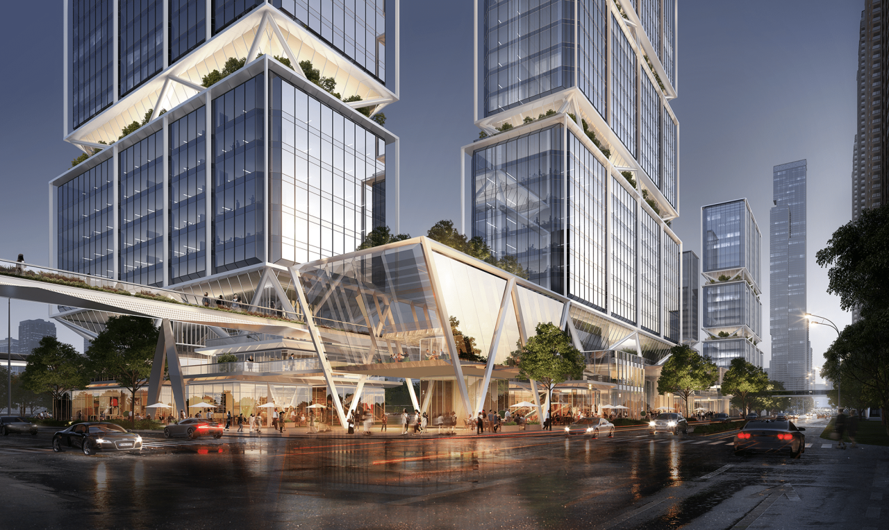 BIM建筑|武汉长江中心国际竞赛方案 / line+朱培栋关于城市坐标的双重思考