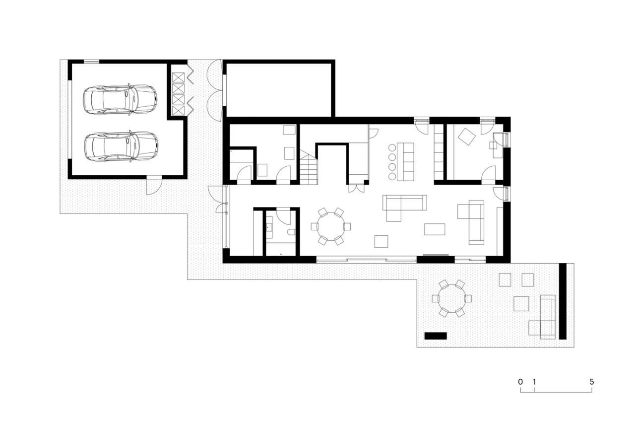 温暖自然流畅细节简洁线性对称韵律的极简别墅设计