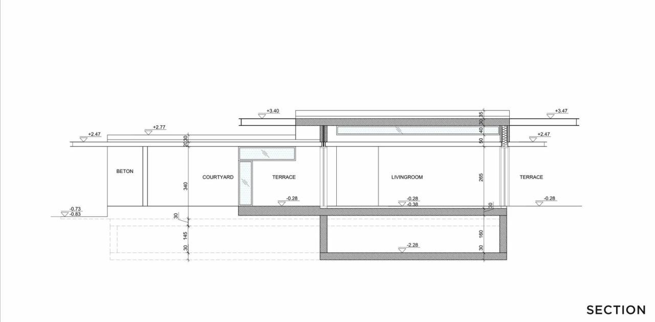 森林流经的房子混凝土和玻璃相结合度假别墅设计