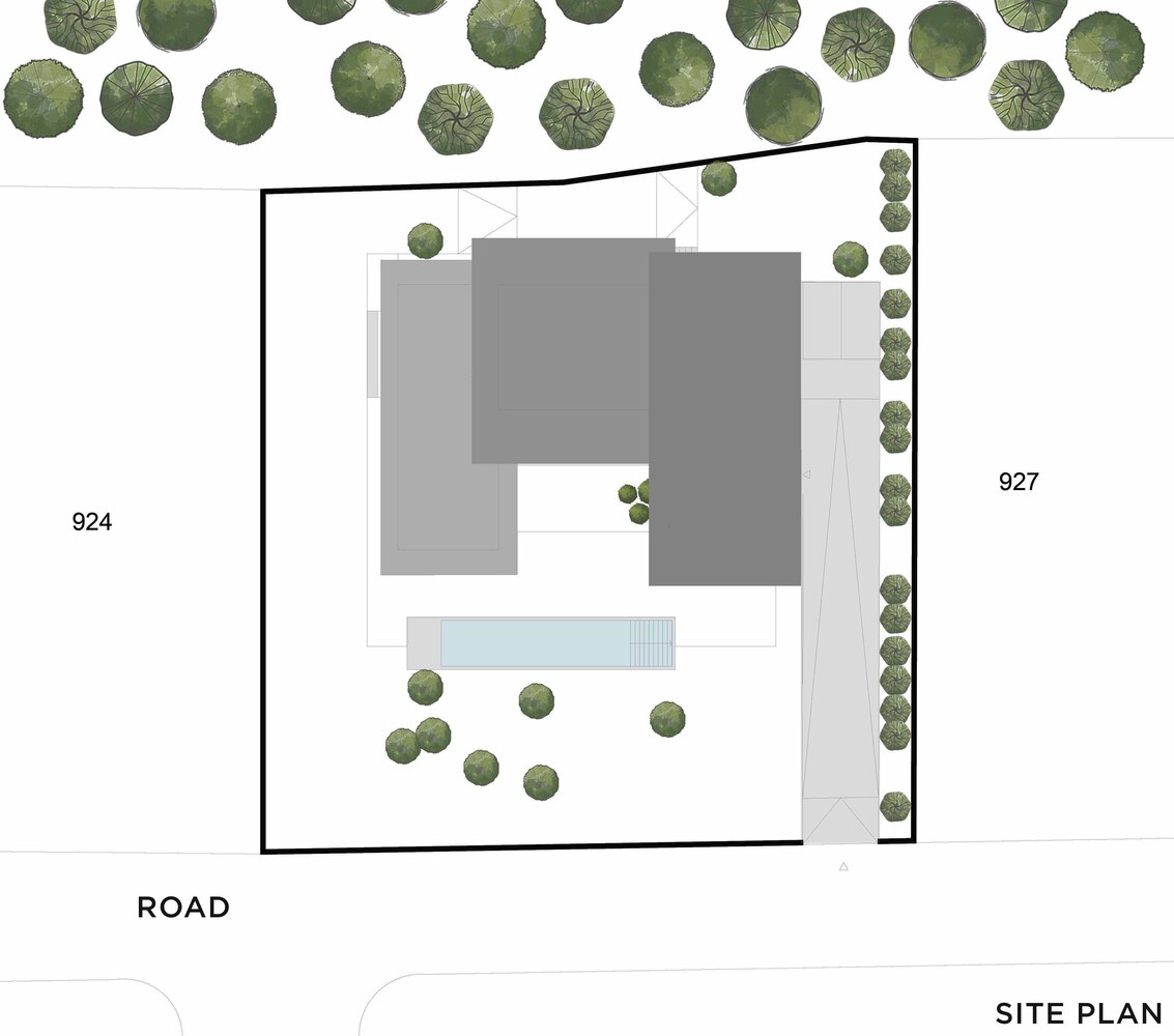 森林流经的房子混凝土和玻璃相结合度假别墅设计