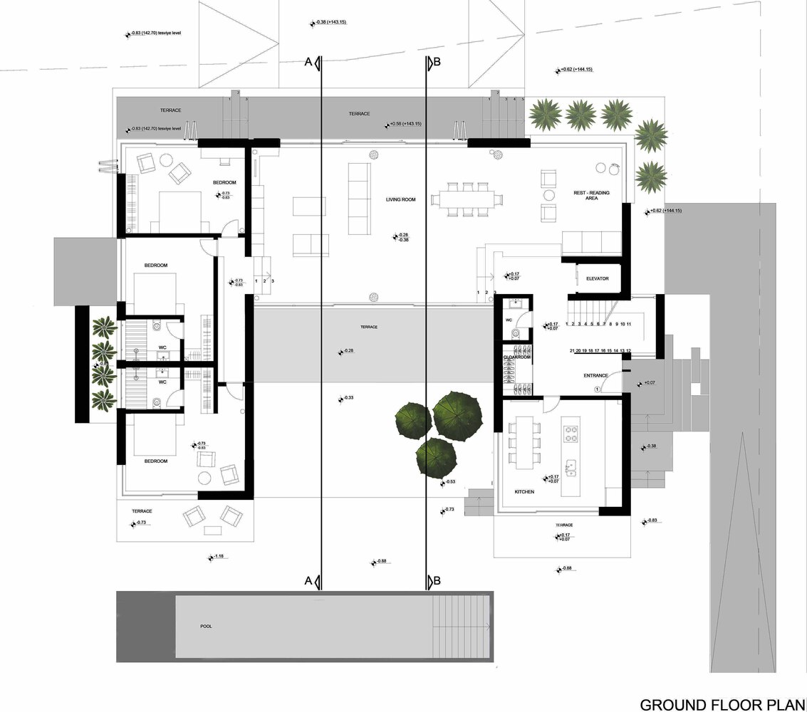 森林流经的房子混凝土和玻璃相结合度假别墅设计