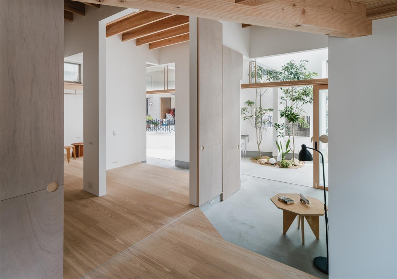 九宫格划分不规则五边形不同规格的开口日式住宅设计