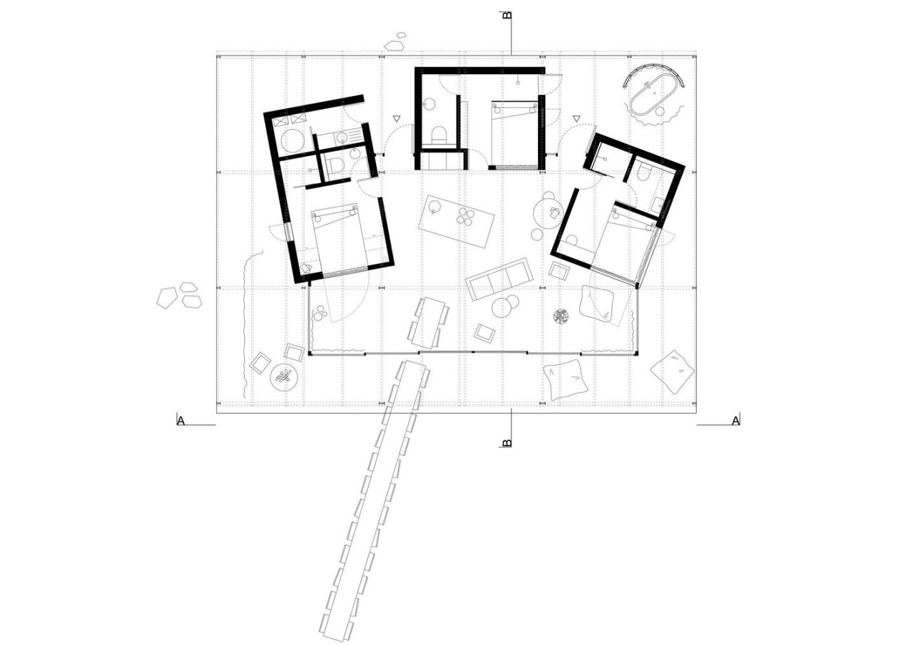 隐藏在葱郁壮丽环境中的红色宝石宁静的度假屋设计