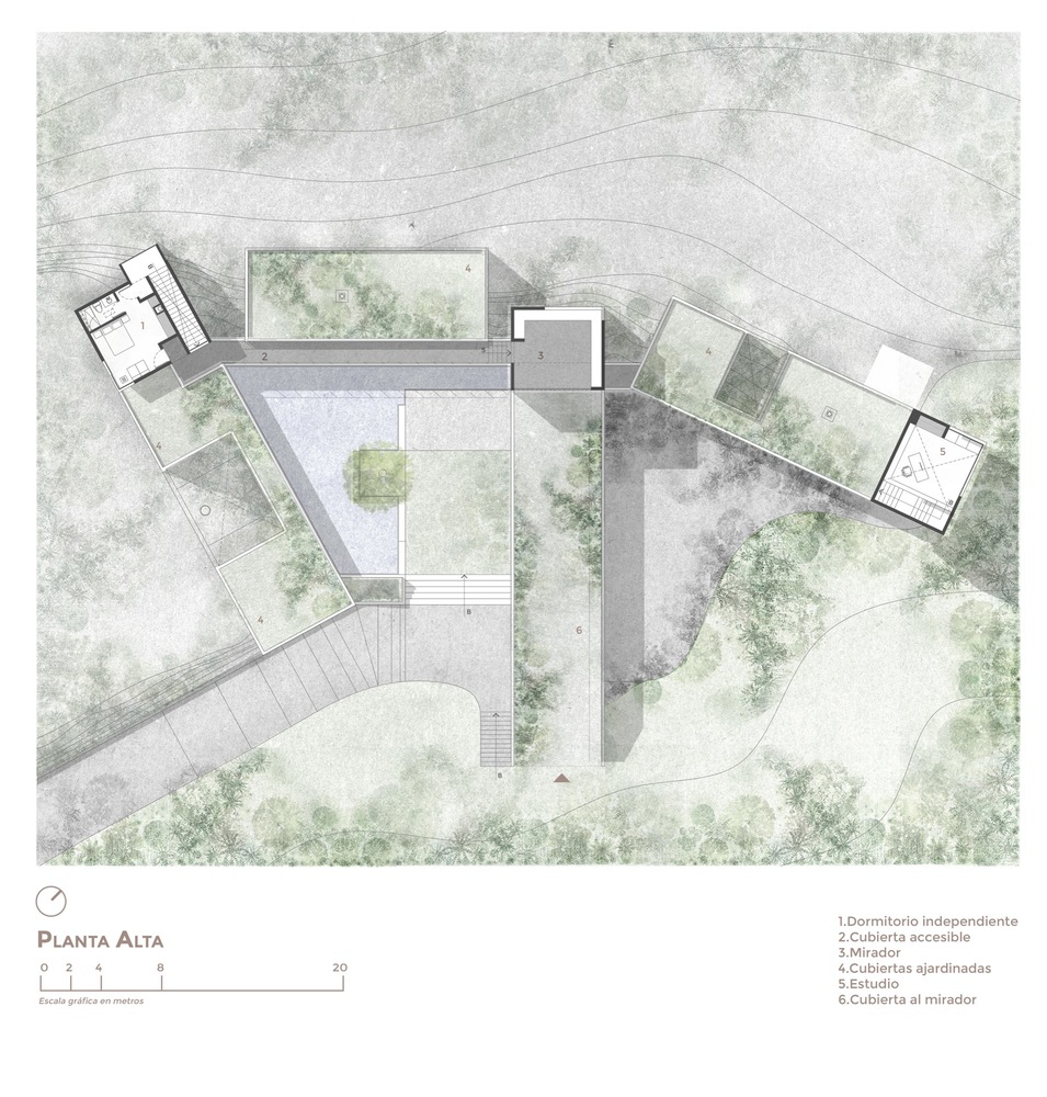 移动不同角度观察景观动态自然情感体验的别墅设计