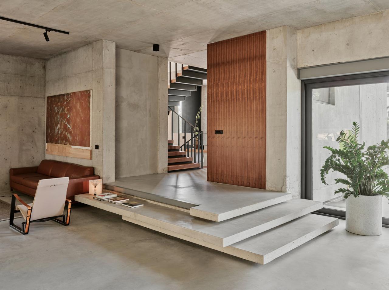 森林流经的房子混凝土和玻璃相结合度假别墅设计