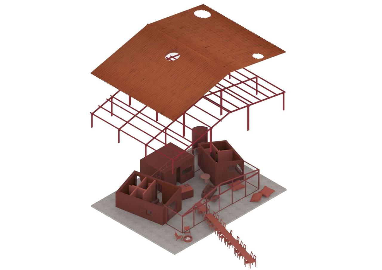 隐藏在葱郁壮丽环境中的红色宝石宁静的度假屋设计