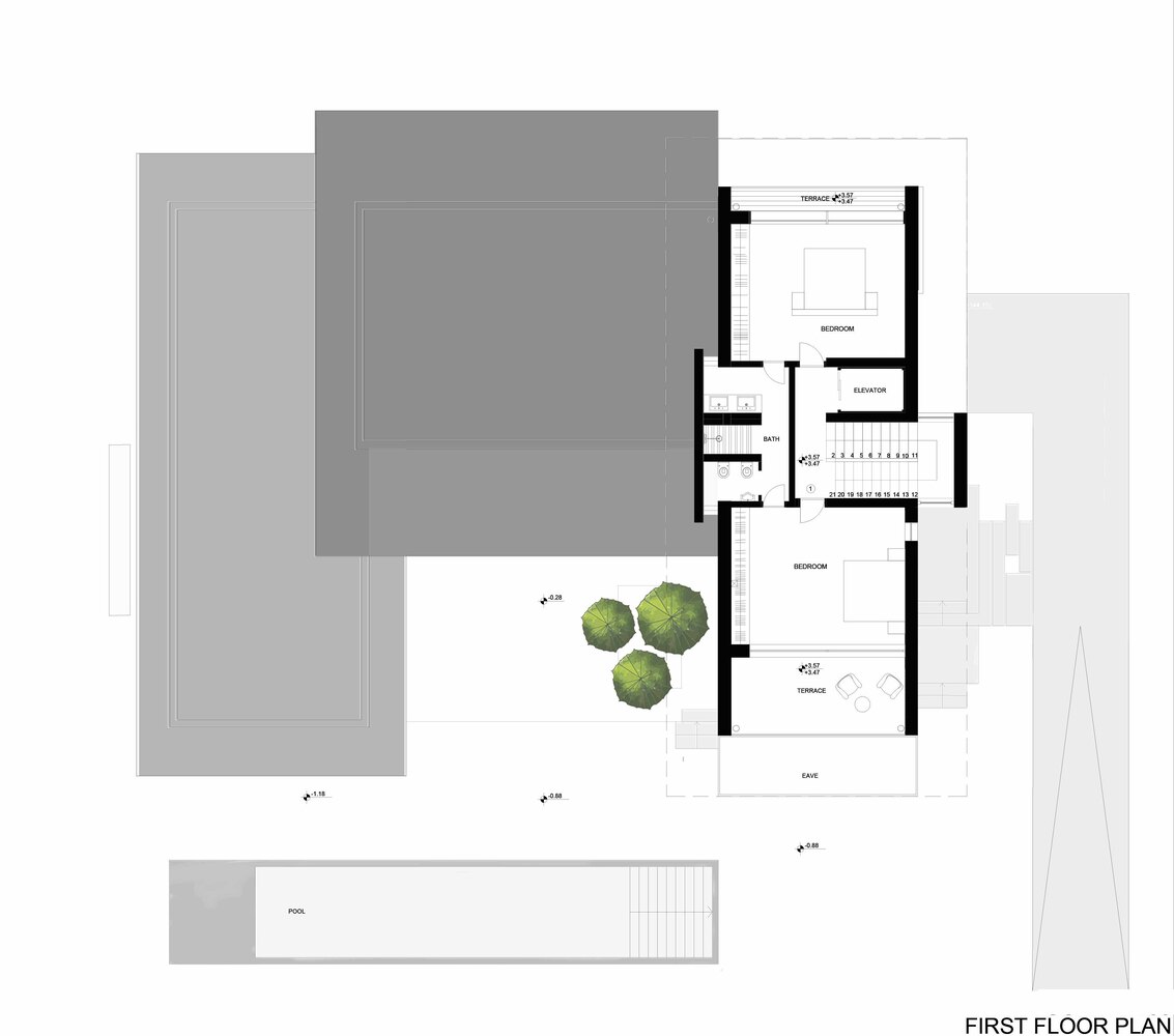 森林流经的房子混凝土和玻璃相结合度假别墅设计