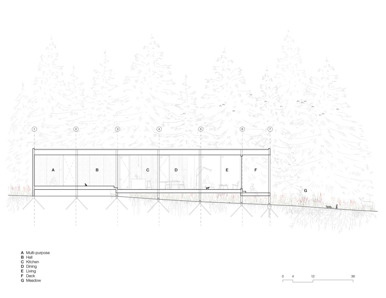 漂浮在草地上的冥想之屋禅意静修的度假屋设计