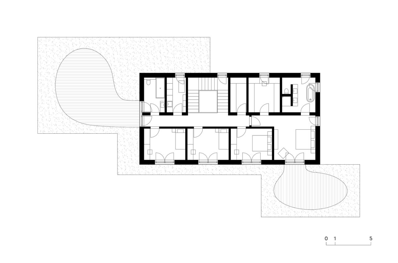 温暖自然流畅细节简洁线性对称韵律的极简别墅设计