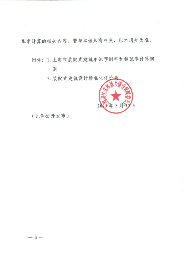 装配式政策|上海市住建委发布《关于进一步明确装配式建筑实施范围和单体预制率、装配率计算细则的通知》